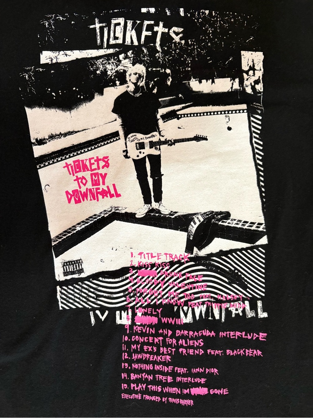 MGK Machine Gun Kelly Black Concert Tour Tee - Tickets to My Downfall Adult S